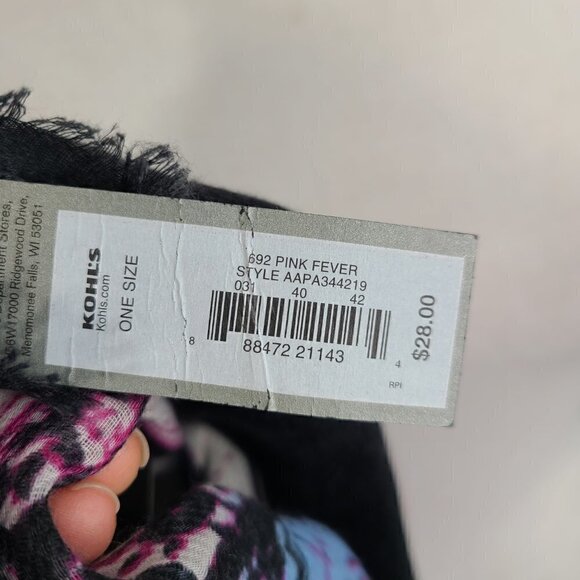 NWT APT 9 Pink Purple Fever Eclipse Big Rectangle Fringe Scarf Wrap - Picture 4 of 4